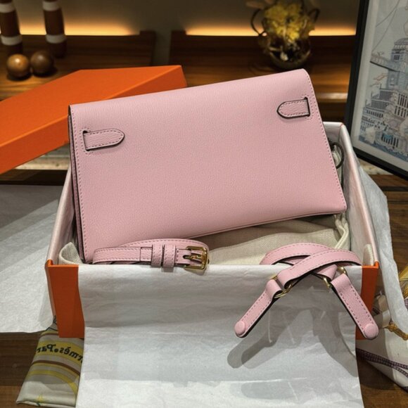pink Genuine Leather Envelope/Baguette Bag | Includes Box & Dust Bag - Picture 5 of 6